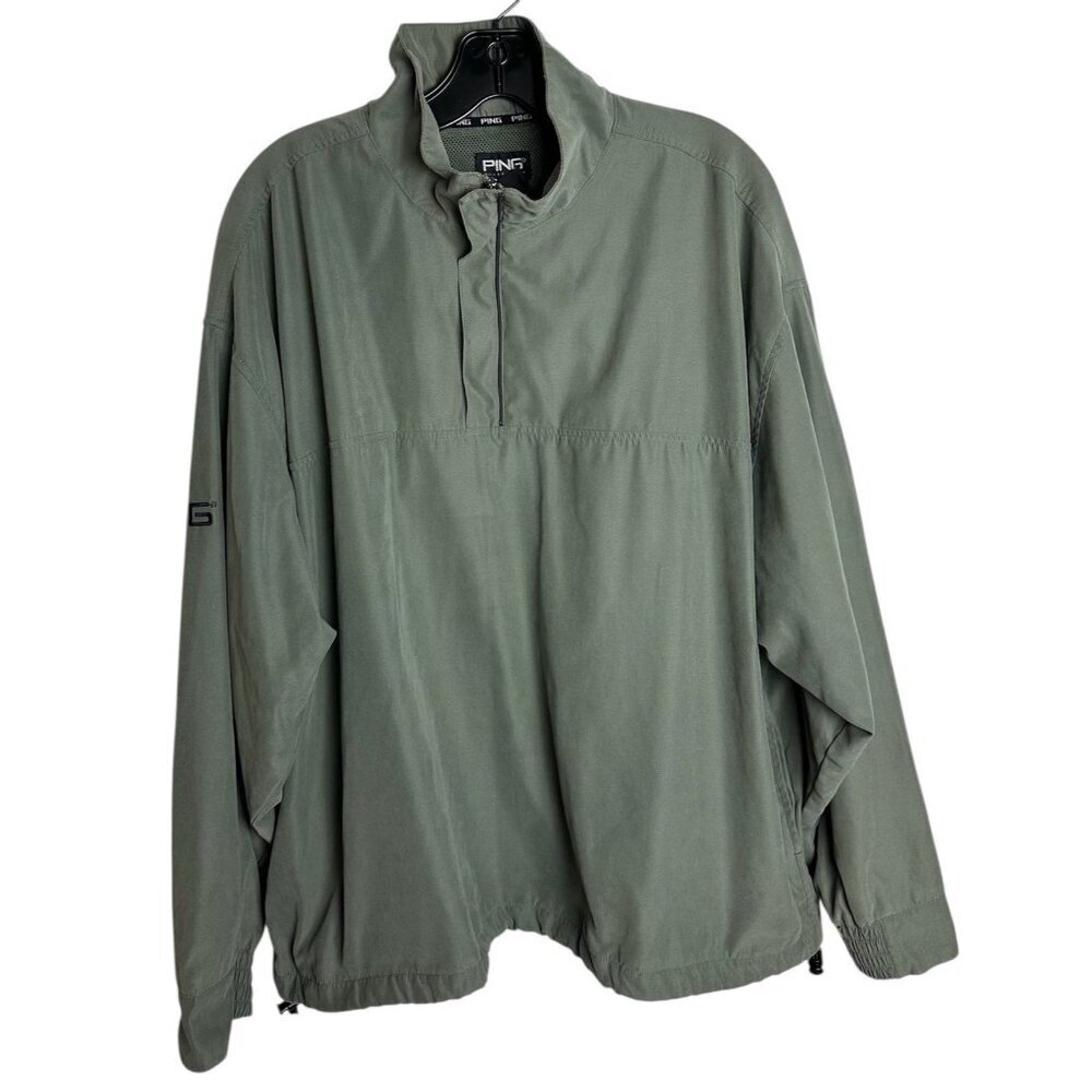 PING Collection Pullover Jacket Mens L Green Quarter Zip Golf Windbreaker Mesh